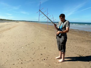 Peter 2E0SQL operating via a satellite from Lossiemouth east beach