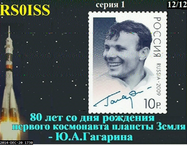 ISS celebrates the 80th anniversary of Yuri Gagarin by sending SSTV (Saturday 20th)